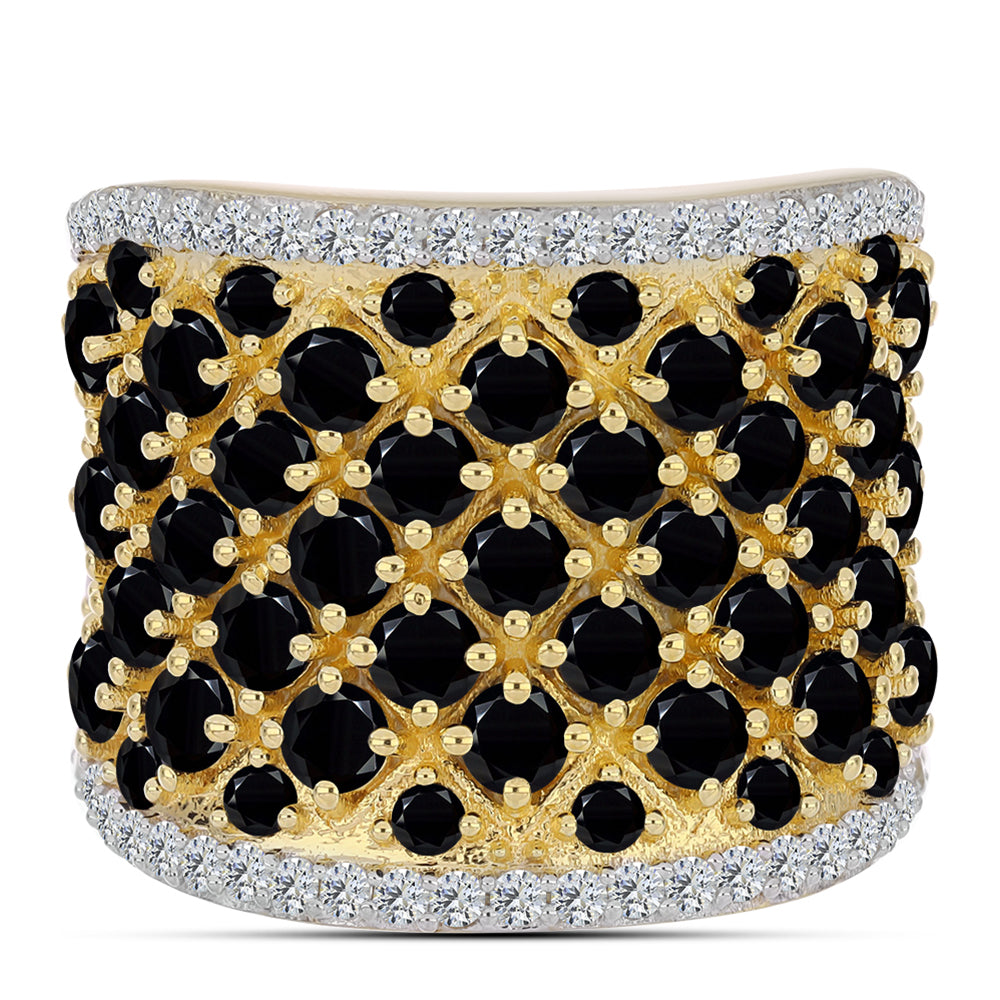 Goldplattierter Silberring mit schwarzem Onyx 1 