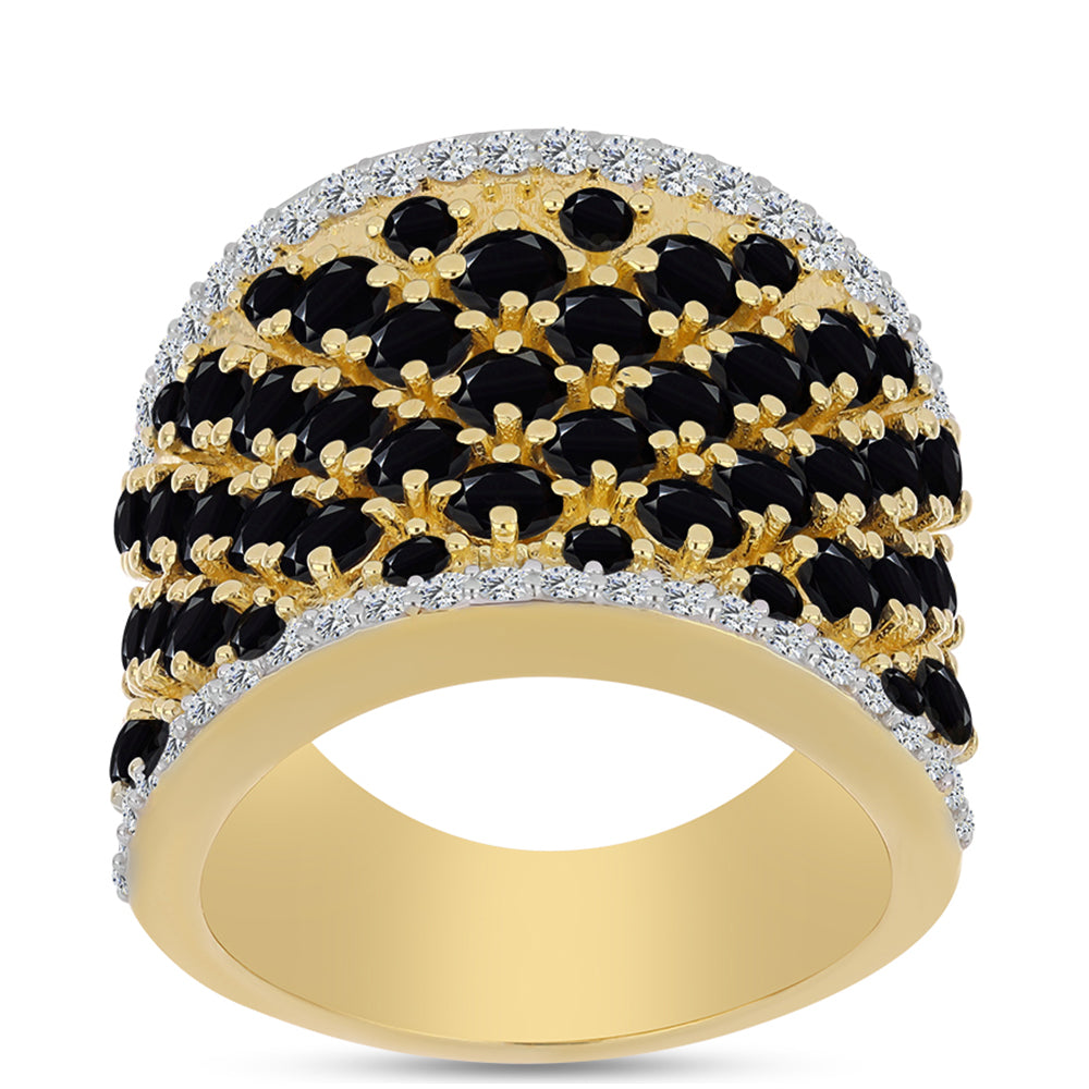 Goldplattierter Silberring mit schwarzem Onyx 3 