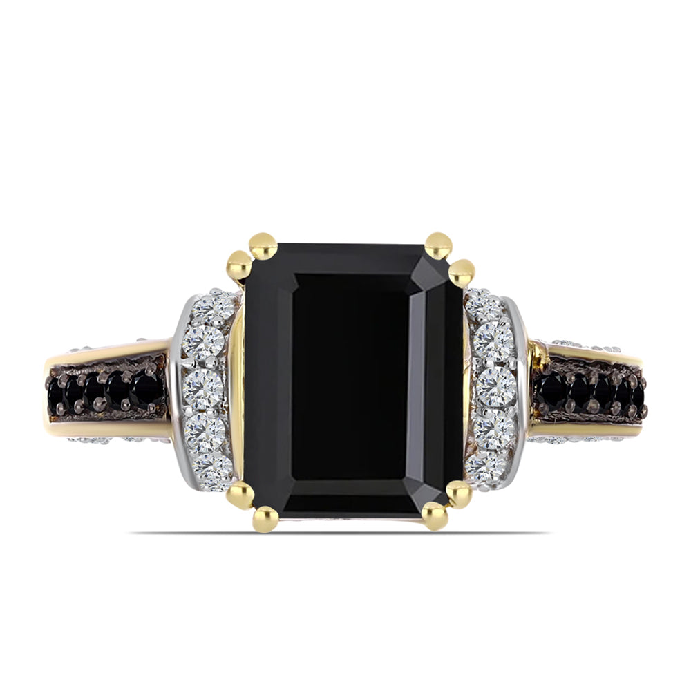 Goldplattierter Silberring mit schwarzem Onyx