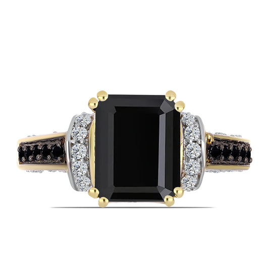 Goldplattierter Silberring mit schwarzem Onyx