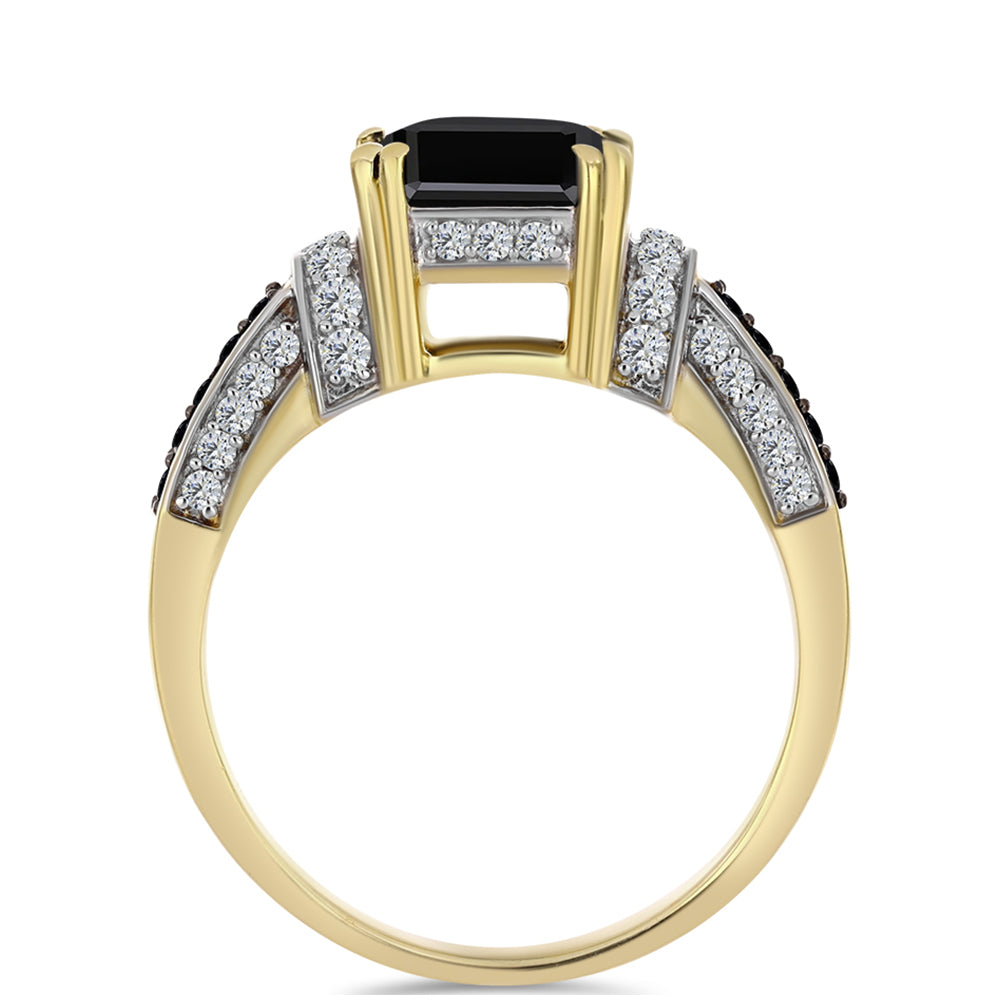 Goldplattierter Silberring mit schwarzem Onyx 2 