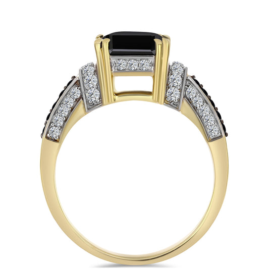 Goldplattierter Silberring mit schwarzem Onyx