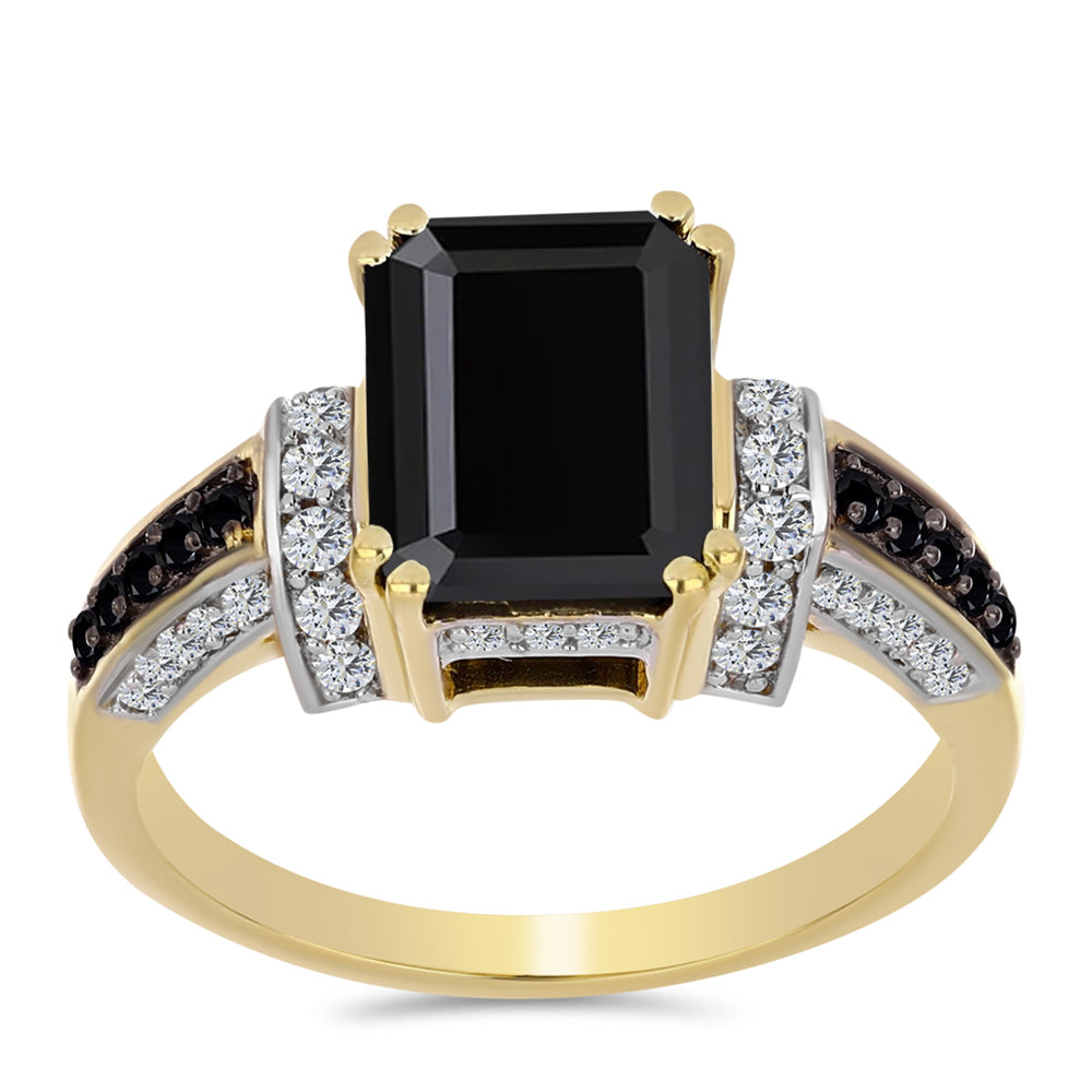 Goldplattierter Silberring mit schwarzem Onyx