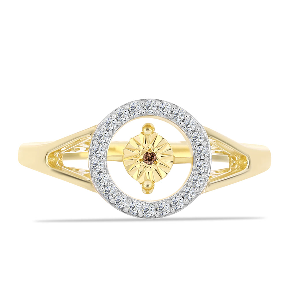 Goldplattierter Silberring mit Cognac-Diamant und weißem Topas 1 