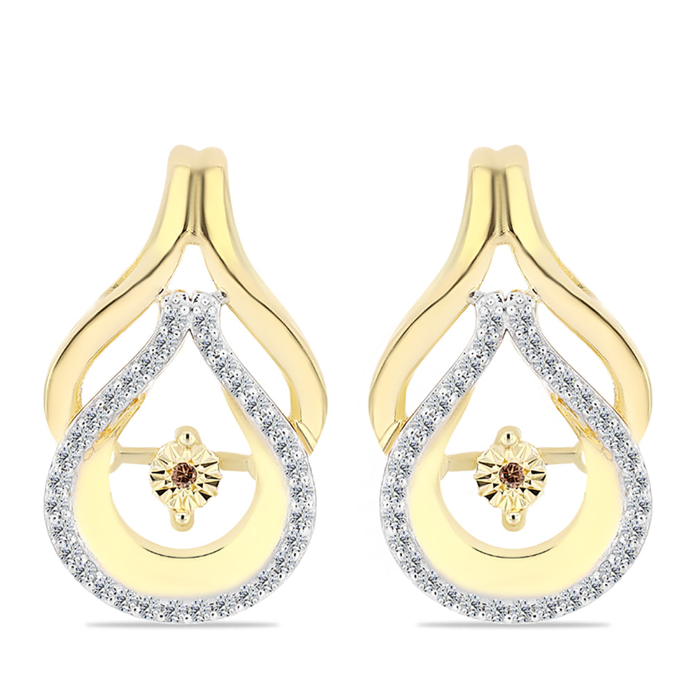 Goldplattierte Silberohrringe mit Cognac-Diamant und weißem Topas 1 