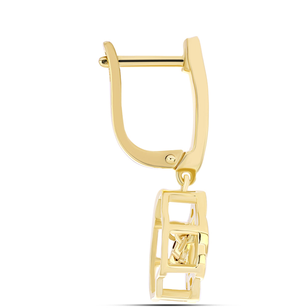 Goldplattierte Silberohrringe mit Cognac-Diamant 2 