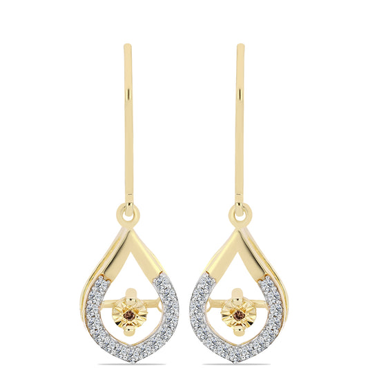 Goldplattierte Silberohrringe mit Cognac-Diamant und weißem Topas