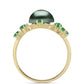 Goldplattierter Silberring mit Tahitigrüne-Illusion Süßwasserperle und brasilianischem Smaragd