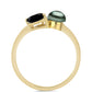 Goldplattierter Silberring mit Tahitigrüne-Illusion Süßwasserperle und schwarzem Spinell aus Gorno Badakhshan