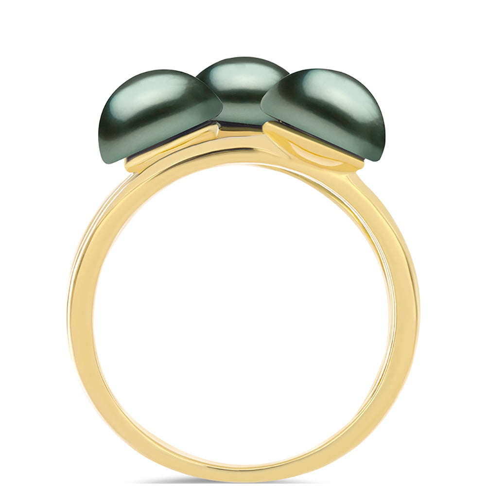 Goldplattierter Silberring mit Tahitigrüne-Illusion Süßwasserperle 2 