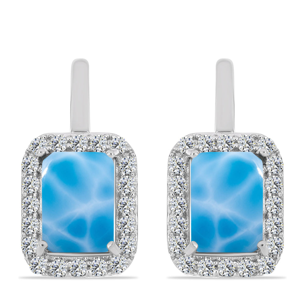Silberohrringe mit Larimar aus Barahona und weißem Topas