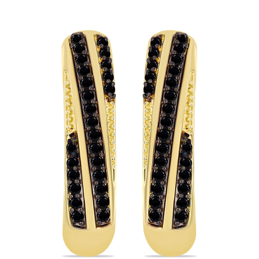 Goldplattierte Silberohrringe mit schwarzem Onyx