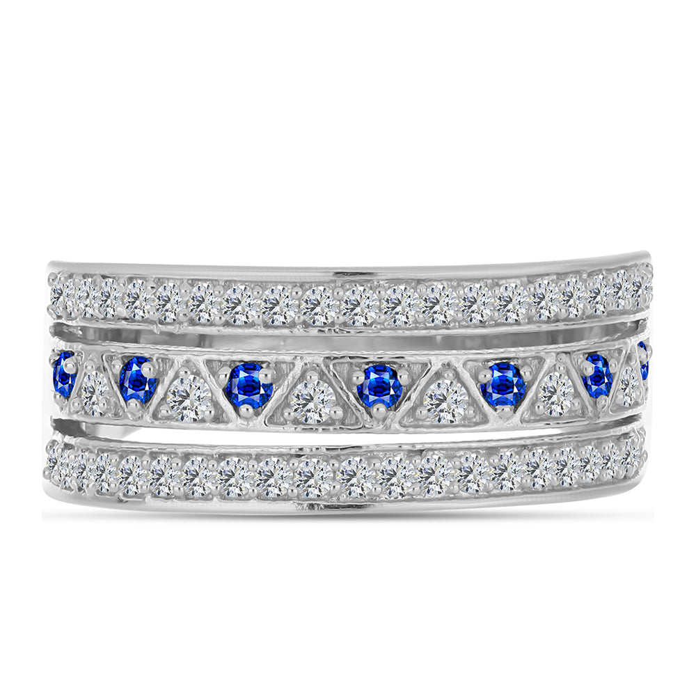 Silberring mit australischem blauem Saphir und weißem Topas