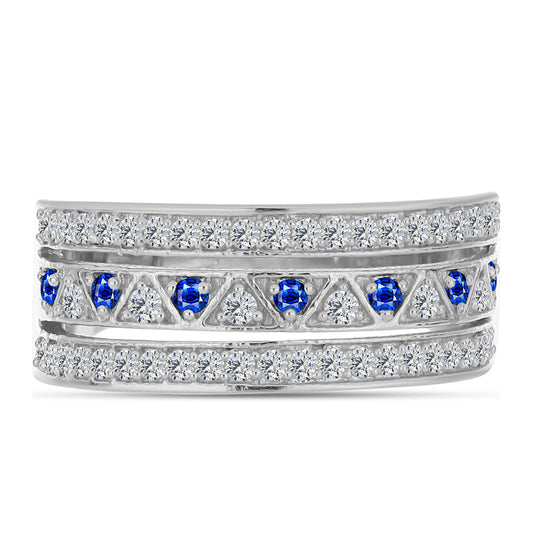 Silberring mit australischem blauem Saphir und weißem Topas