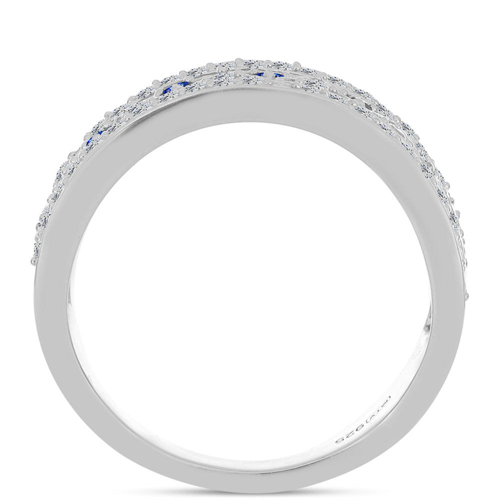 Silberring mit australischem blauem Saphir und weißem Topas 2 