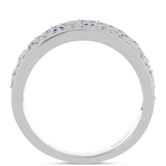 Silberring mit australischem blauem Saphir und weißem Topas