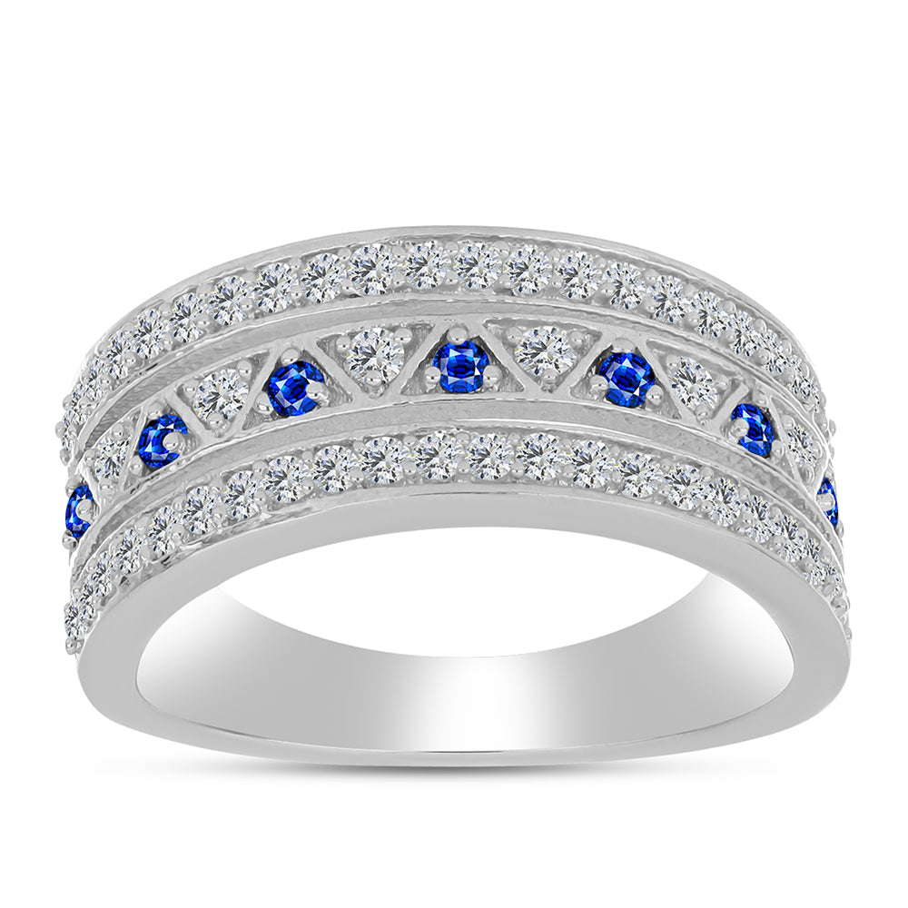 Silberring mit australischem blauem Saphir und weißem Topas 3 