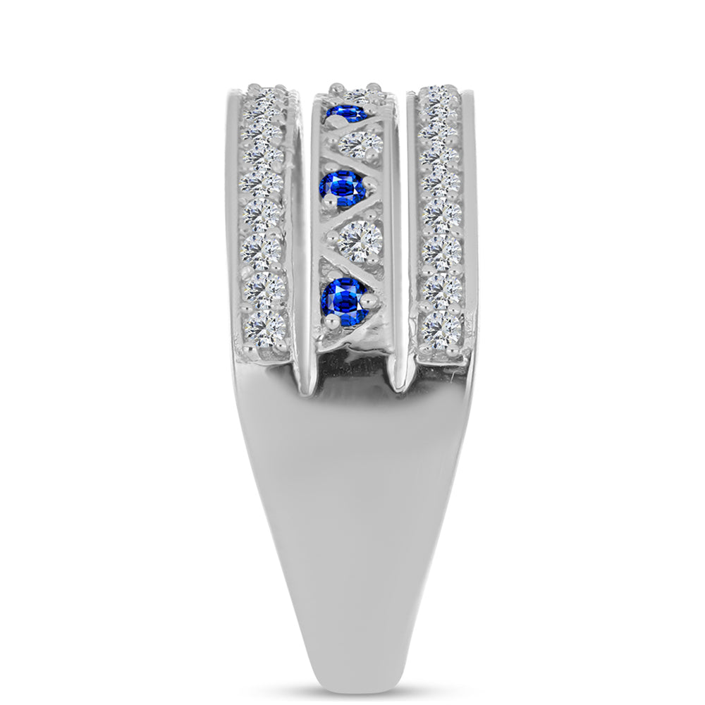 Silberring mit australischem blauem Saphir und weißem Topas 4 