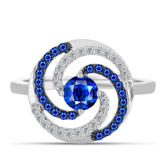 Silberring mit australischem blauem Saphir und weißem Topas