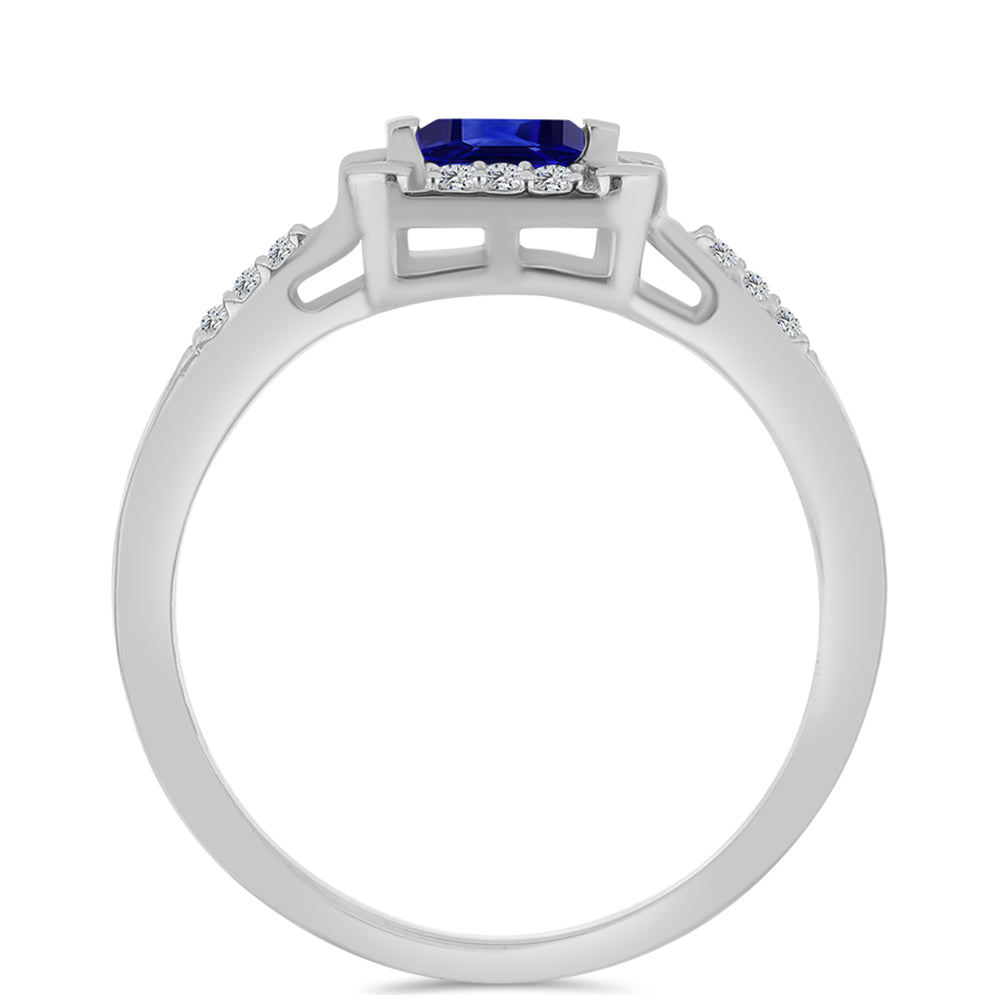 Silberring mit australischem blauem Saphir und weißem Topas