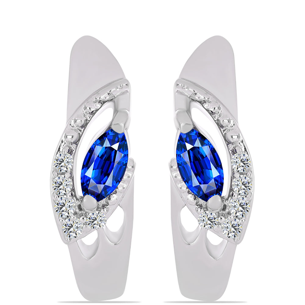 Silberohrringe mit australischem blauem Saphir und weißem Topas