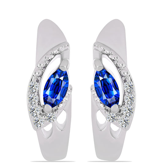 Silberohrringe mit australischem blauem Saphir und weißem Topas