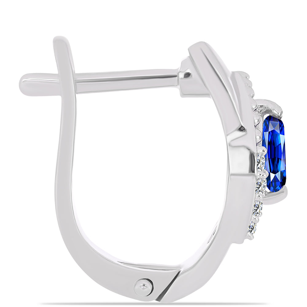 Silberohrringe mit australischem blauem Saphir und weißem Topas