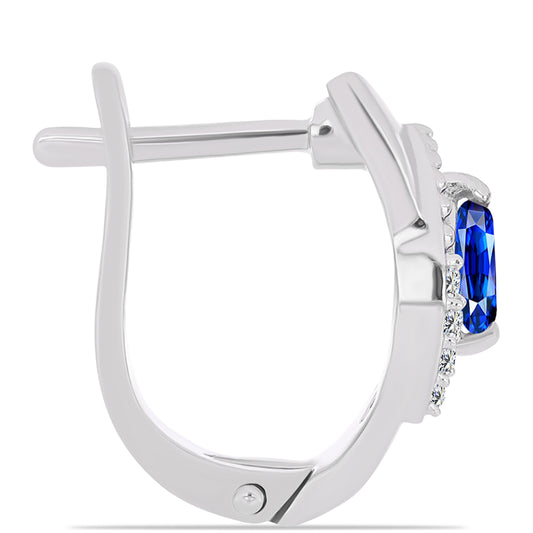 Silberohrringe mit australischem blauem Saphir und weißem Topas