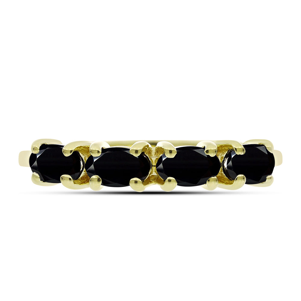 Goldplattierter Silberring mit schwarzem Onyx