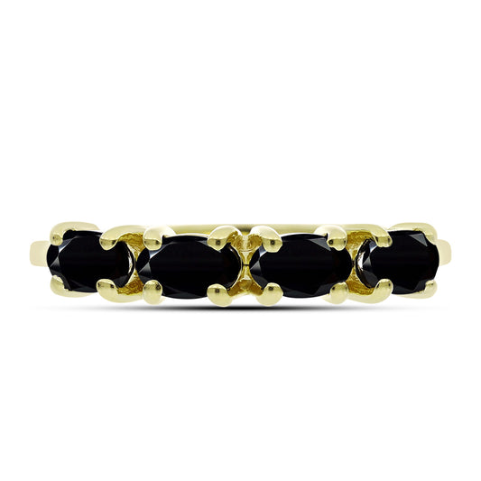 Goldplattierter Silberring mit schwarzem Onyx