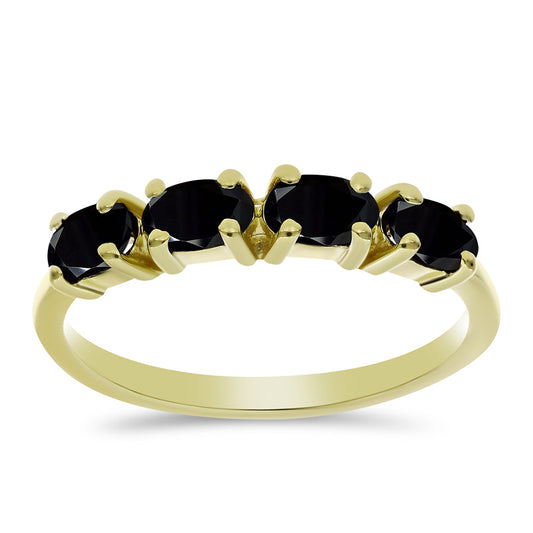 Goldplattierter Silberring mit schwarzem Onyx