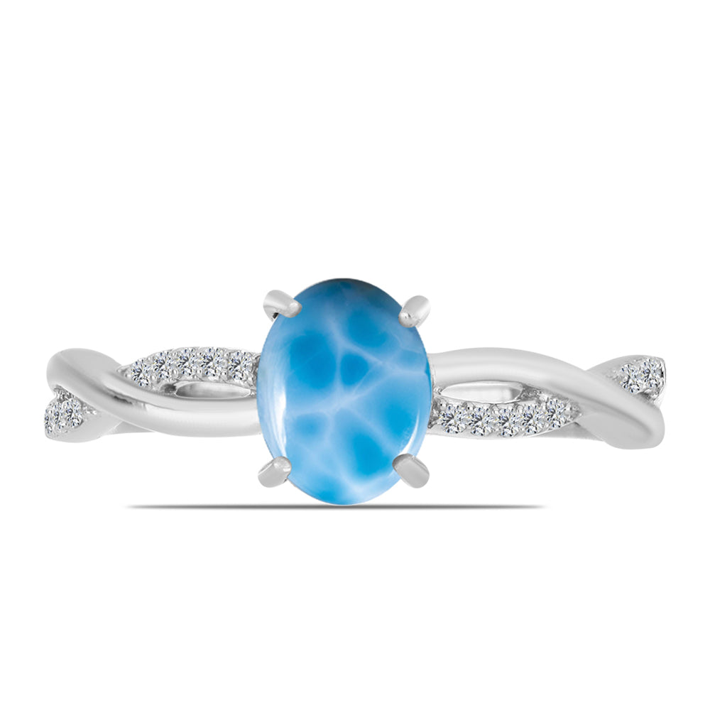 Silberring mit Larimar aus Barahona und weißem Topas 1 