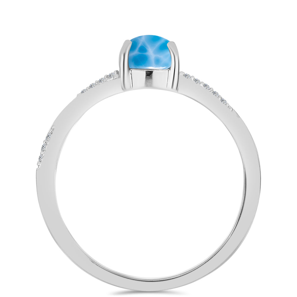 Silberring mit Larimar aus Barahona und weißem Topas 2 