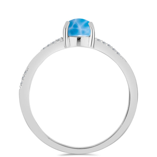 Silberring mit Larimar aus Barahona und weißem Topas