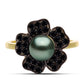 Goldplattierter Silberring mit Tahitigrüne-Illusion Süßwasserperle und schwarzem Spinell aus Gorno Badakhshan
