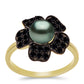 Goldplattierter Silberring mit Tahitigrüne-Illusion Süßwasserperle und schwarzem Spinell aus Gorno Badakhshan
