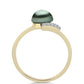 Goldplattierter Silberring mit Tahitigrüne-Illusion Süßwasserperle und weißem Topas