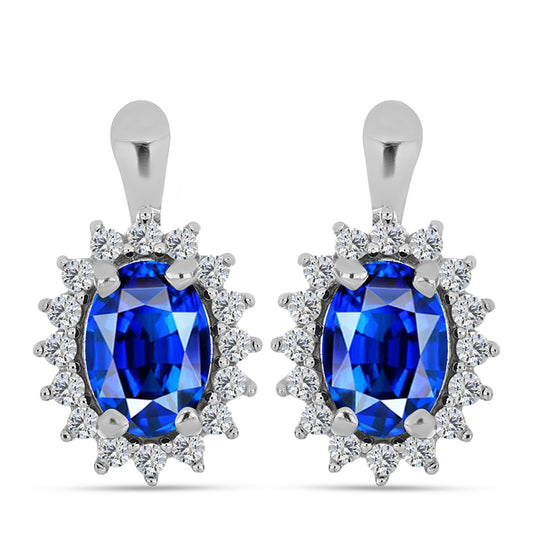 Silberohrringe mit australischem blauem Saphir und weißem Topas