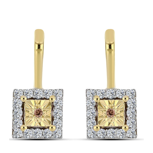 Goldplattierte Silberohrringe mit Cognac-Diamant und weißem Topas