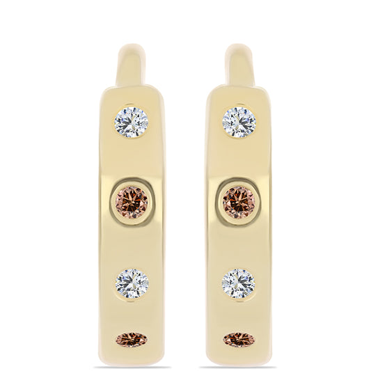 Goldplattierte Silberohrringe mit Cognac-Diamant und weißem Topas