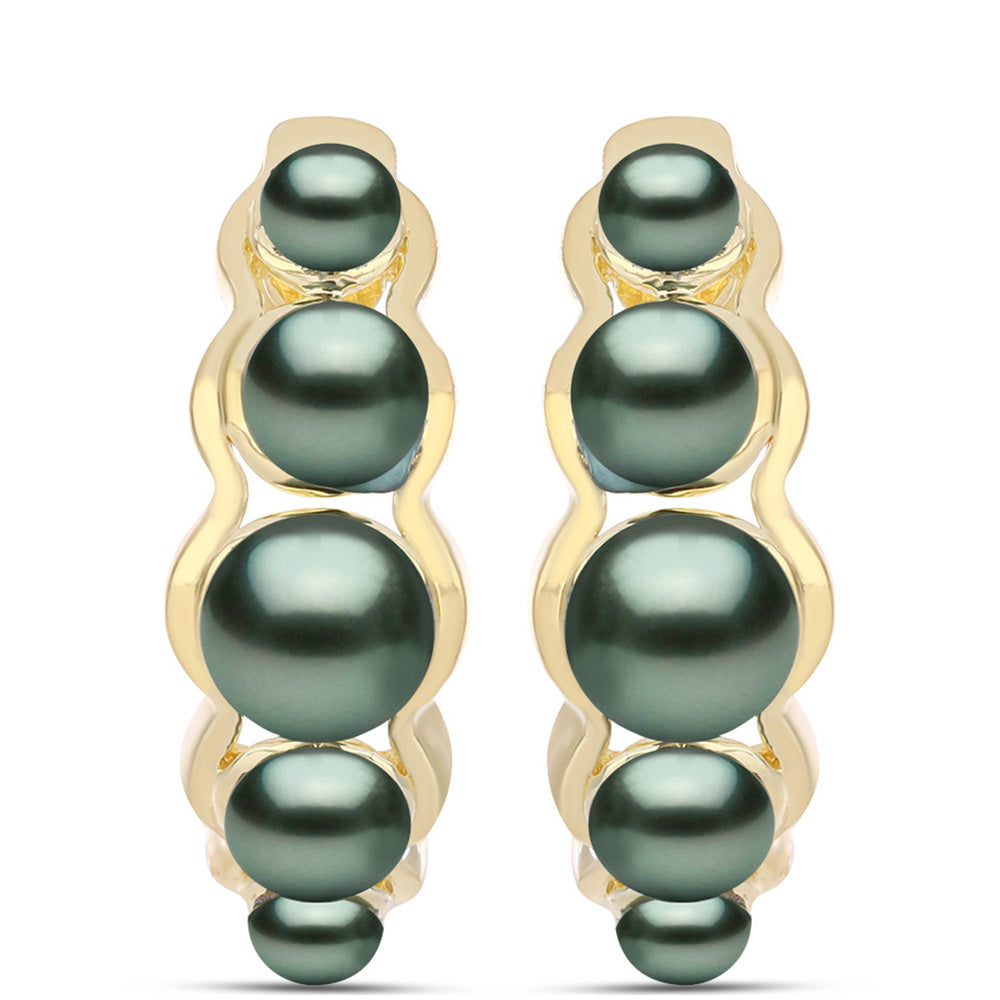 Goldplattierte Silberohrringe mit Tahitigrüne-Illusion Süßwasserperle 1 