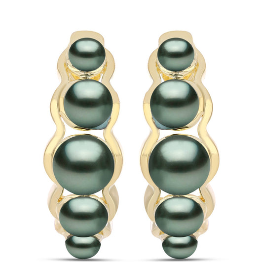 Goldplattierte Silberohrringe mit Tahitigrüne-Illusion Süßwasserperle