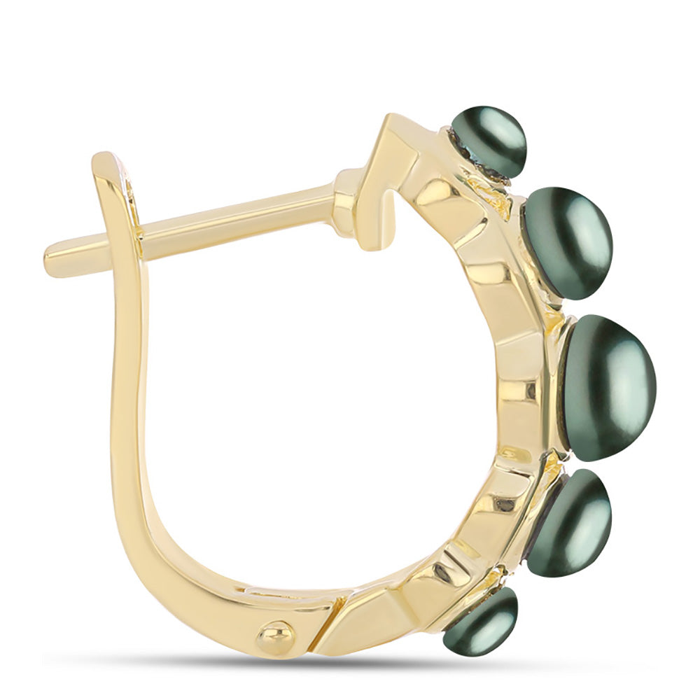 Goldplattierte Silberohrringe mit Tahitigrüne-Illusion Süßwasserperle 2 