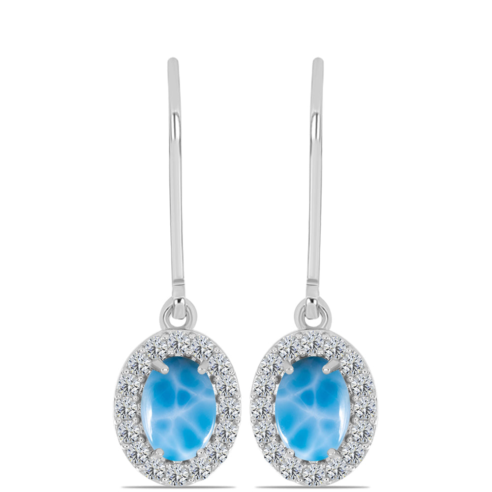 Silberohrringe mit Larimar aus Barahona und weißem Topas