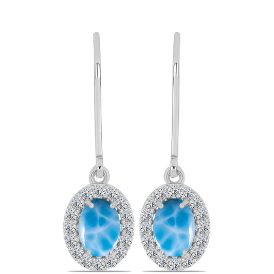 Silberohrringe mit Larimar aus Barahona und weißem Topas