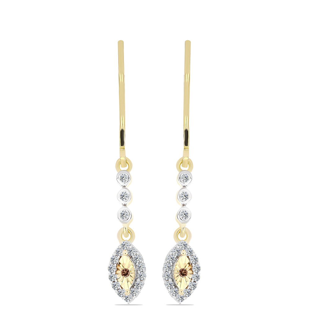 Goldplattierte Silberohrringe mit Cognac-Diamant und weißem Topas