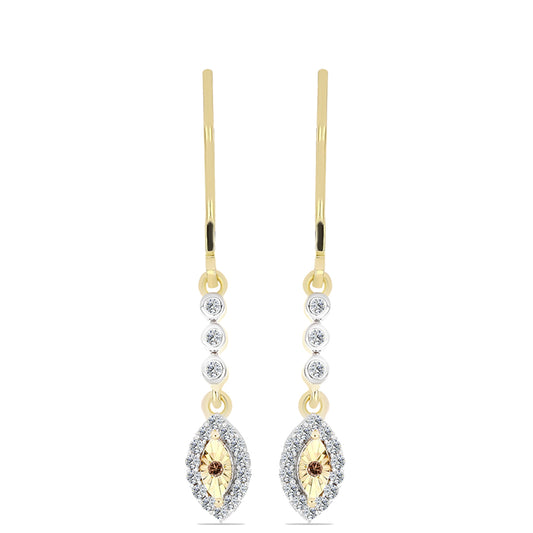 Goldplattierte Silberohrringe mit Cognac-Diamant und weißem Topas