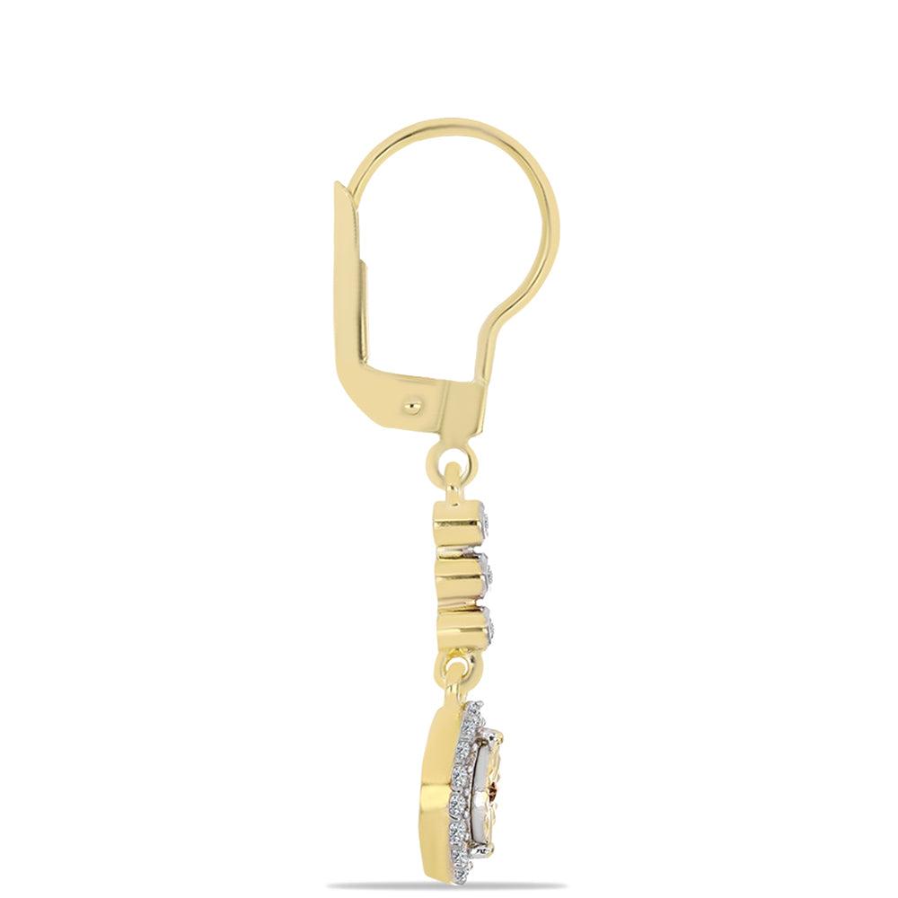 Goldplattierte Silberohrringe mit Cognac-Diamant und weißem Topas 2 