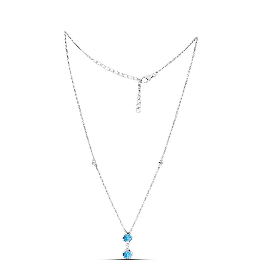 Silberhalskette mit Larimar aus Barahona und weißem Topas 1 