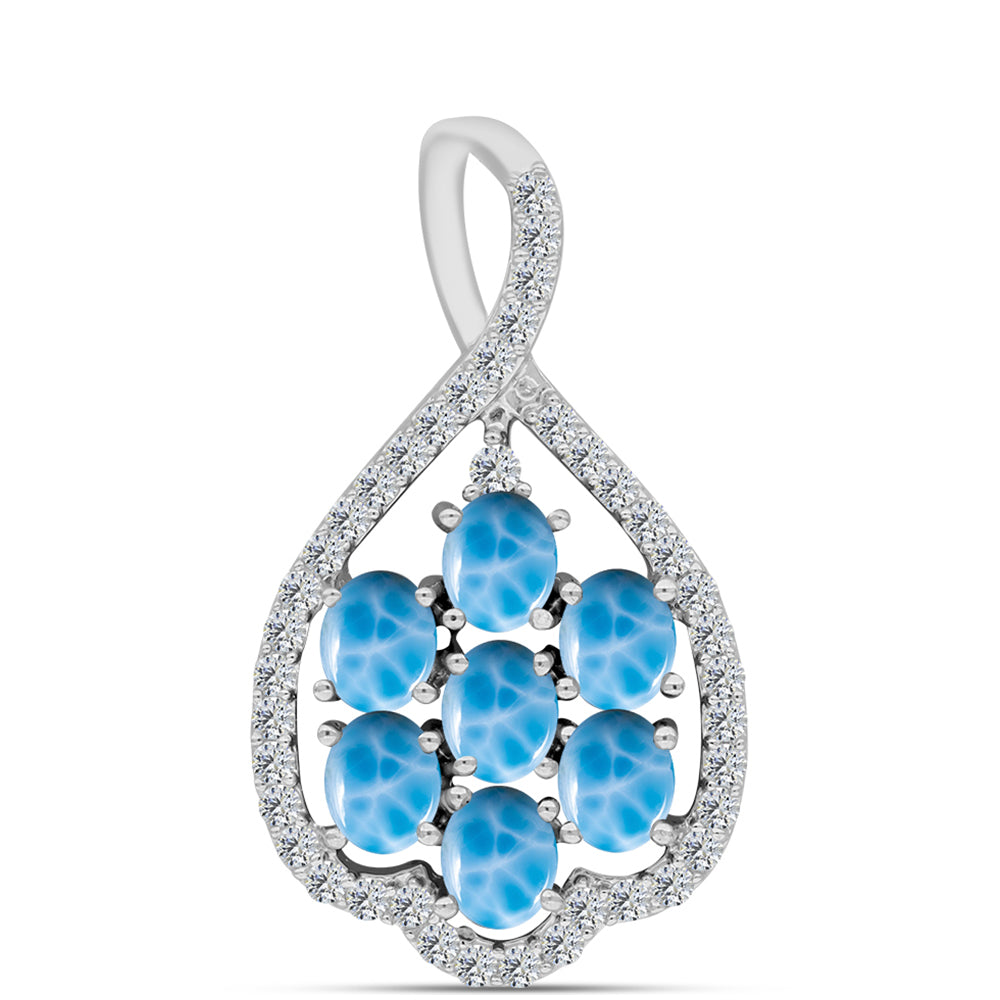 Silberanhänger mit Larimar aus Barahona und weißem Topas 1 